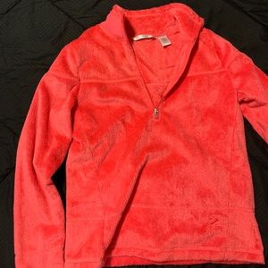Half zip fuzzy sweatshirt.